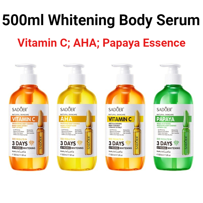Hyaluronic Acid Facial Serum - Esencia Corporal Blanqueadora SADOER AHA 500ml,
