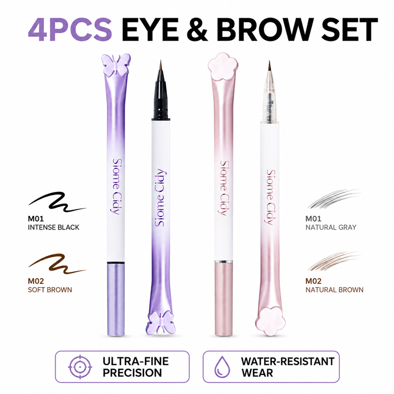 Waterproof Liquid Eyeliner Pen - Set de 4 delineadores líquidos y