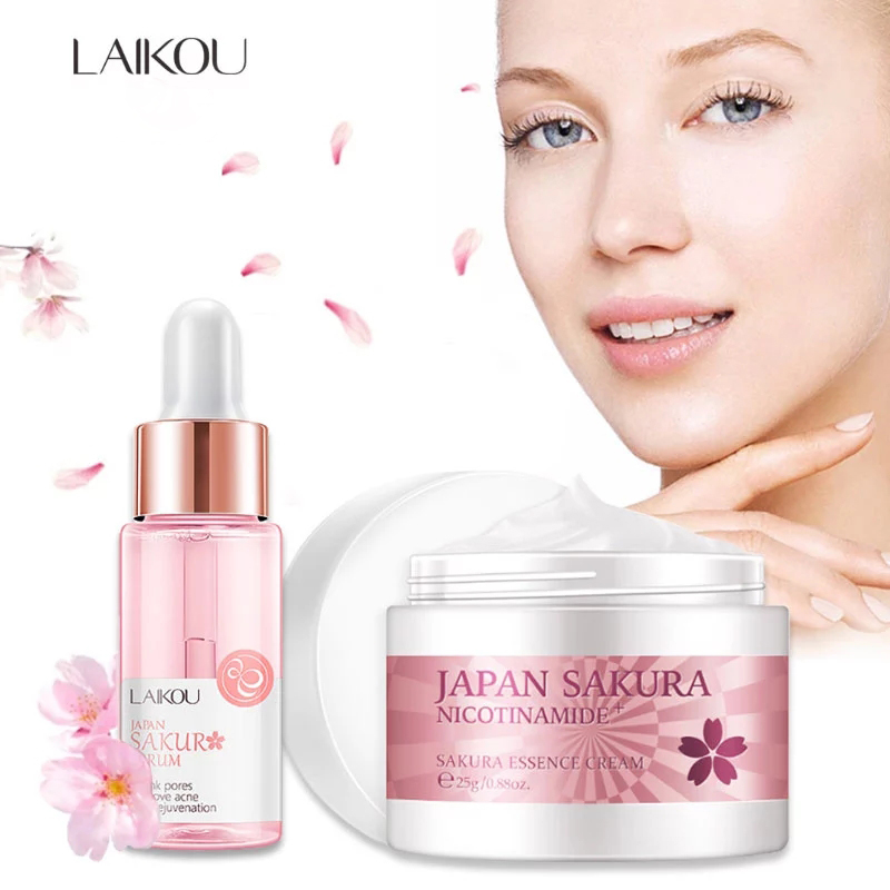 Niacinamide Pore Shrinking Essence - LAIKOU-suero Sakura y crema facial con