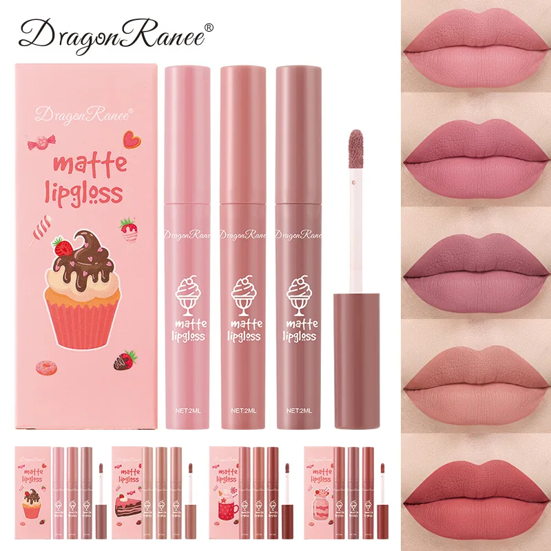 Matte Velvet Lip Tint Long Lasting - Juego de 3 Labiales Líquidos Mate
