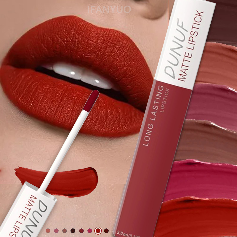 Matte Velvet Lip Tint Long Lasting - Lápiz Labial Mate, Antiadherente, Rojo Nude,