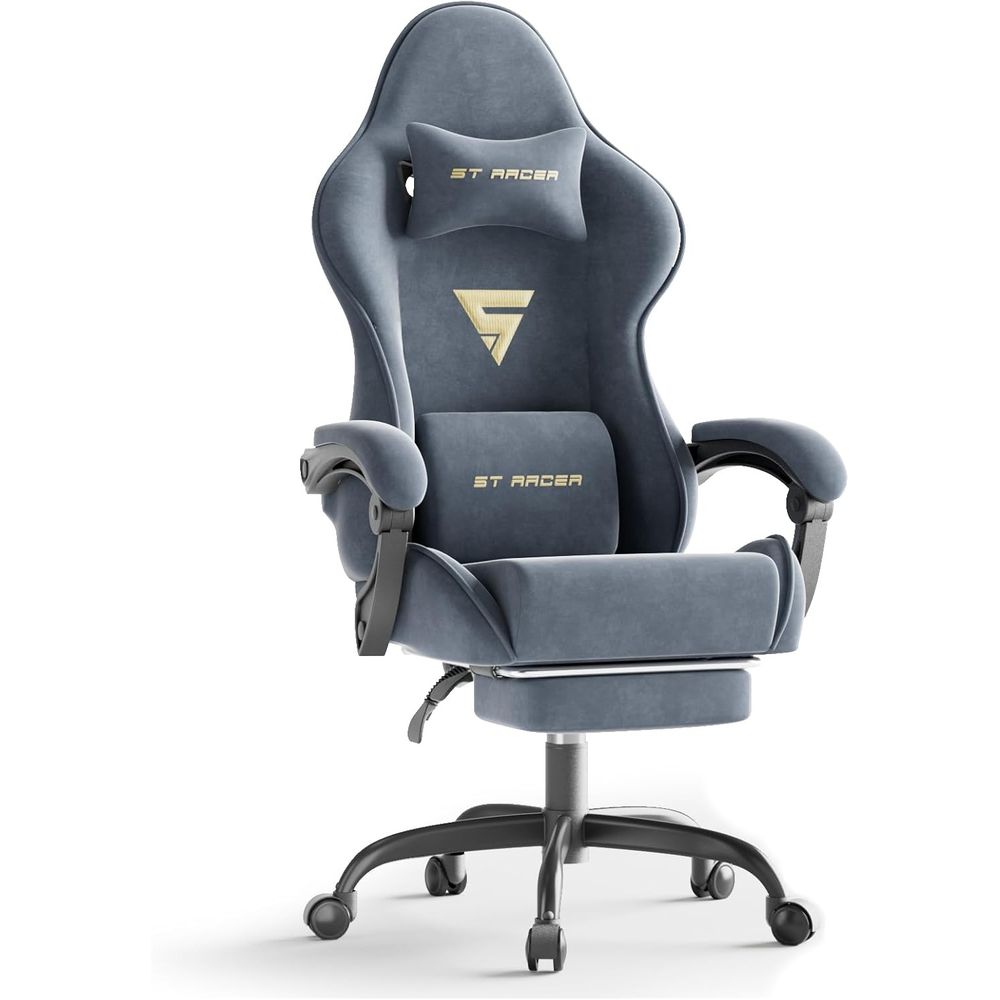 Massage - Silla de Juego Ergonómica con Reposapiés