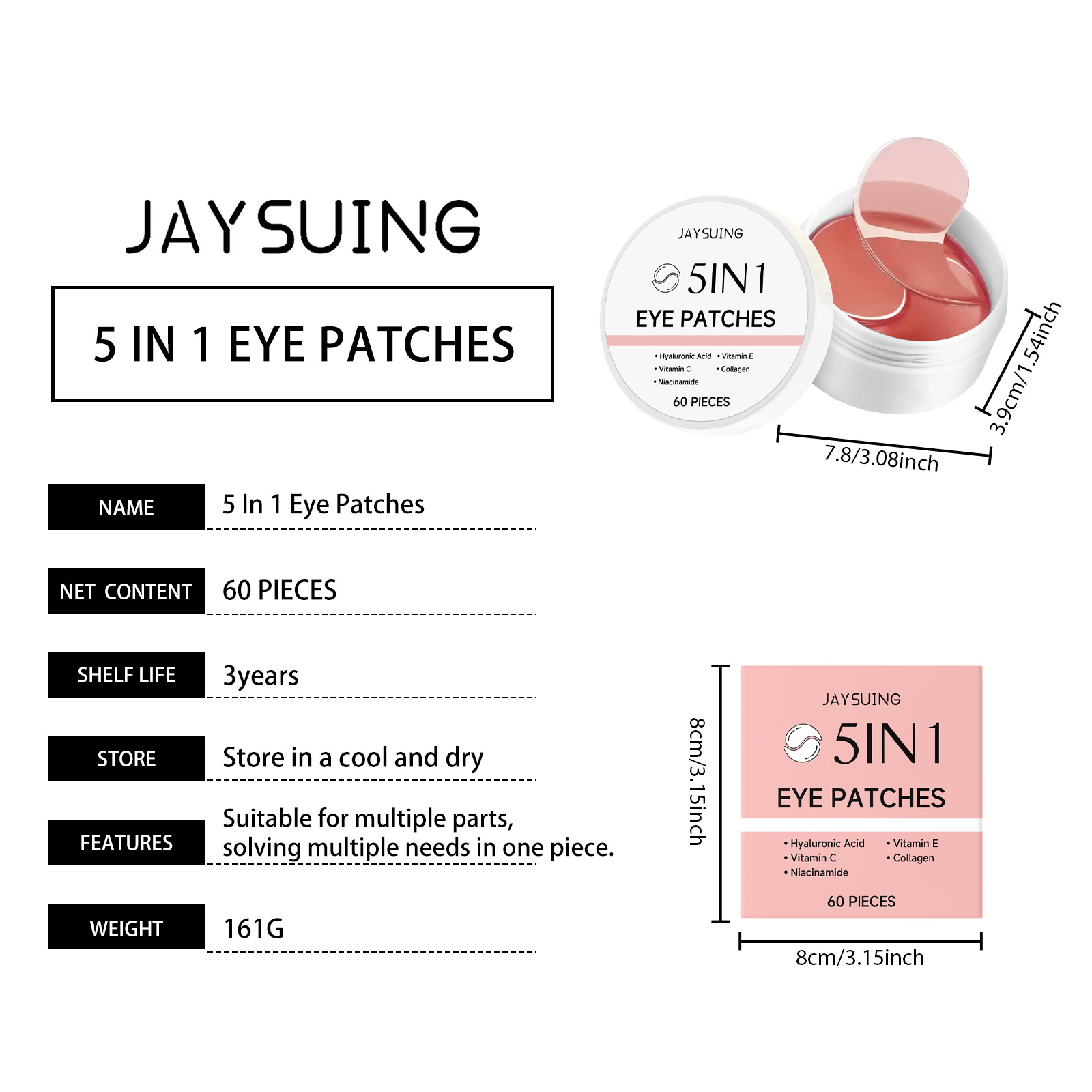 JAYSUING Parches para Ojos 5 e - Collagen Under Eye Patches reseña y precio