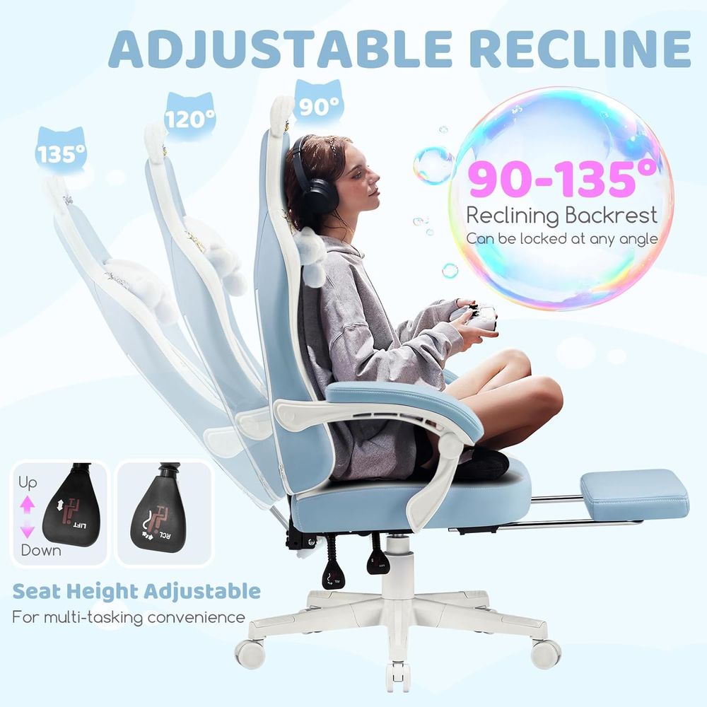 Silla de Juego Ergonómica Azul - Massage reseña y precio
